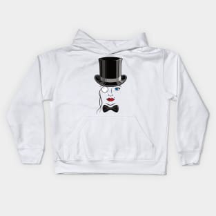 Lady in Top Hat and Bow Kids Hoodie